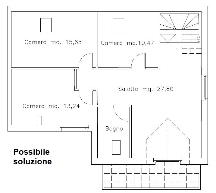 Idea di suddivisione mansarda