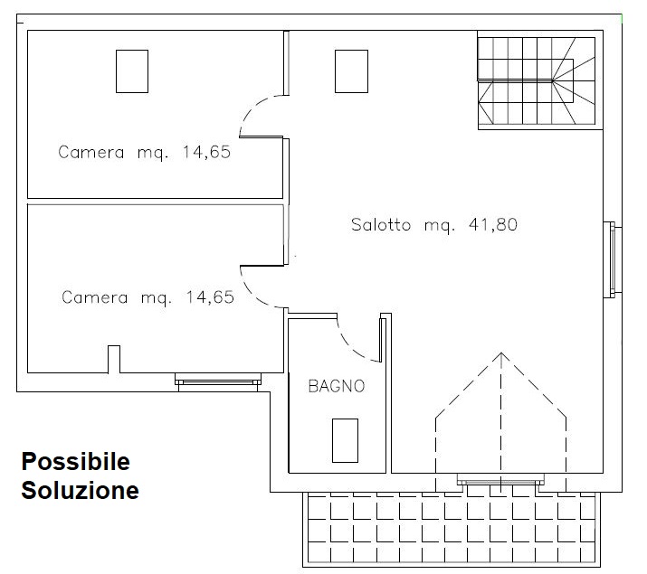 Idea di suddivisione mansarda